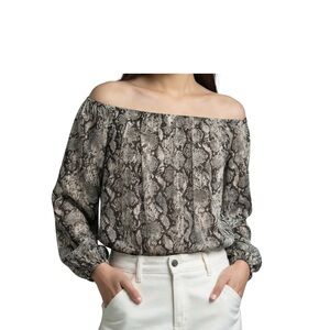 Chic Off-Shoulder Snake Print Blouse